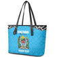 Afro Cricket Tanzania Custom Leather Tote Bag Go Cows Sporty African Pattern - African Pride
