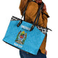 Afro Cricket Tanzania Custom Leather Tote Bag Go Cows Sporty African Pattern - African Pride