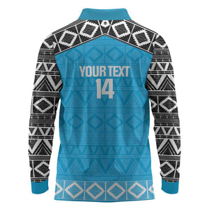 Afro Cricket Tanzania Custom Long Sleeve Polo Shirt Go Cows Sporty African Pattern - African Pride