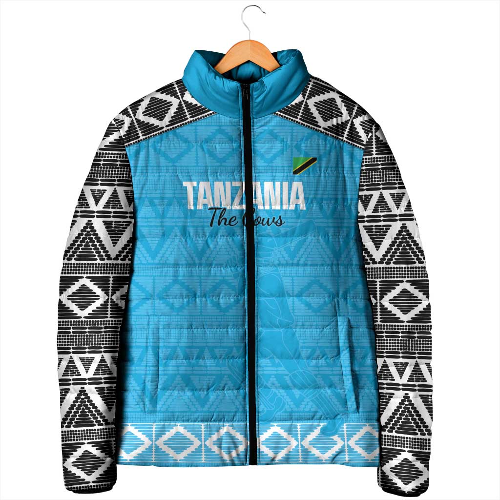 Custom Tanzania Cricket Padded Jacket Go Cows Sporty African Pattern
