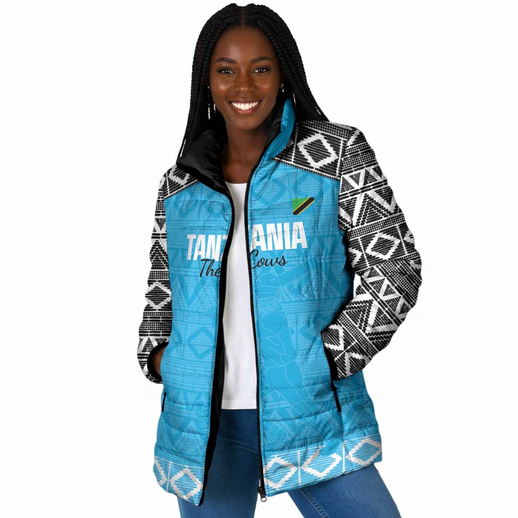 Custom Tanzania Cricket Padded Jacket Go Cows Sporty African Pattern