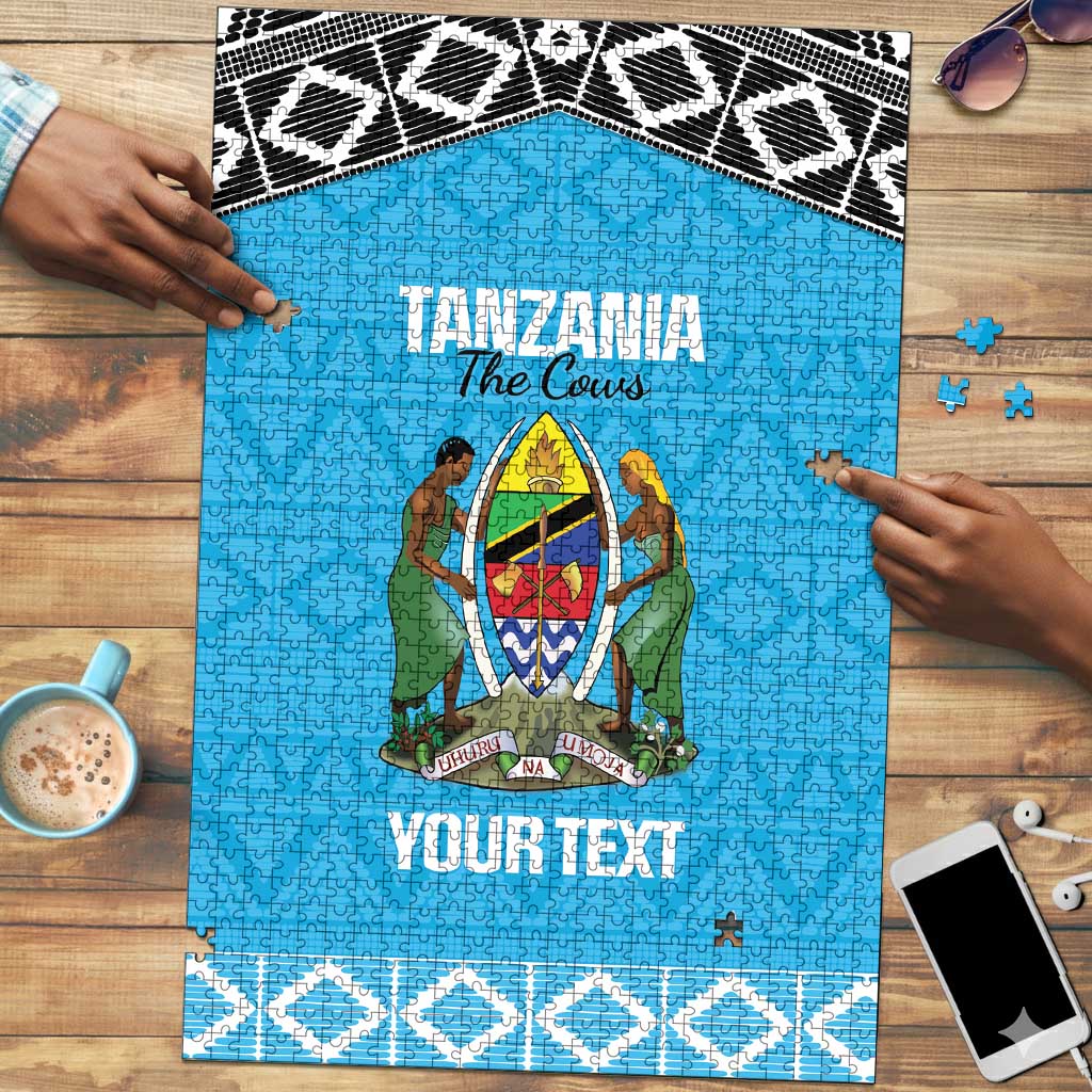 Custom Tanzania Cricket Puzzle Go Cows Sporty African Pattern