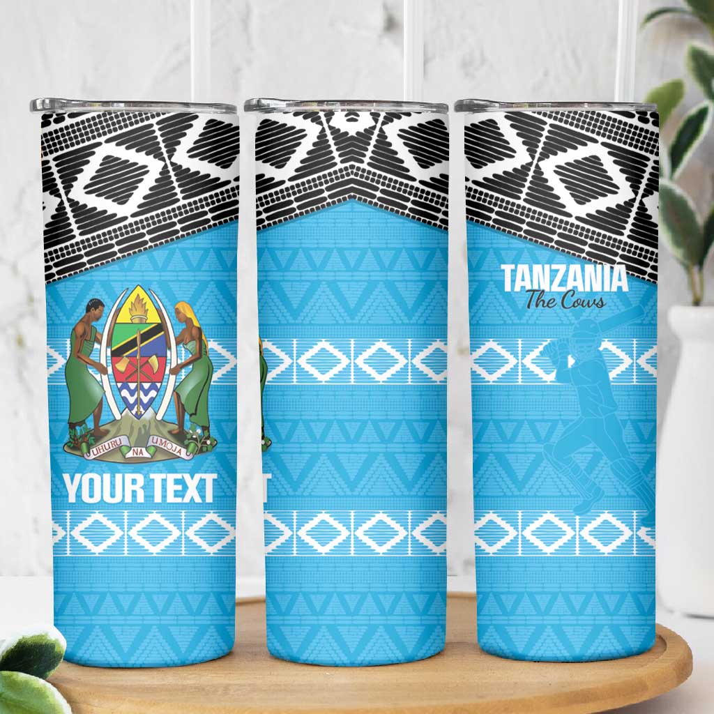 Afro Cricket Tanzania Custom Skinny Tumbler Go Cows Sporty African Pattern - African Pride