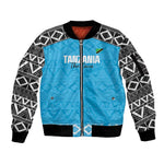 Afro Cricket Tanzania Custom Sleeve Zip Bomber Jacket Go Cows Sporty African Pattern - African Pride