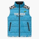 Custom Tanzania Cricket Sleeveless Puffer Jacket Go Cows Sporty African Pattern