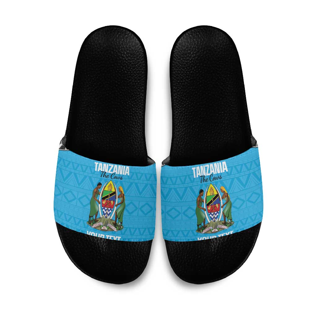 Custom Tanzania Cricket Slide Sandals Go Cows Sporty African Pattern