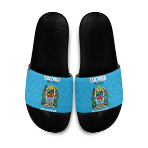 Custom Tanzania Cricket Slide Sandals Go Cows Sporty African Pattern