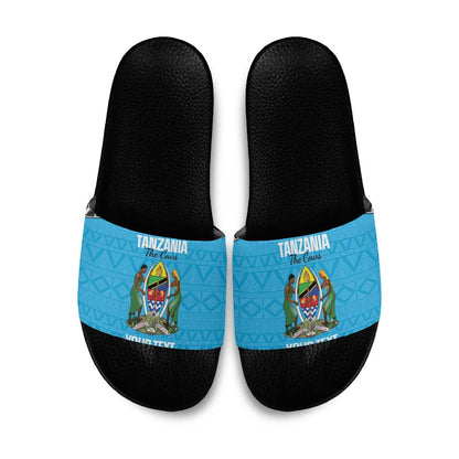 Custom Tanzania Cricket Slide Sandals Go Cows Sporty African Pattern