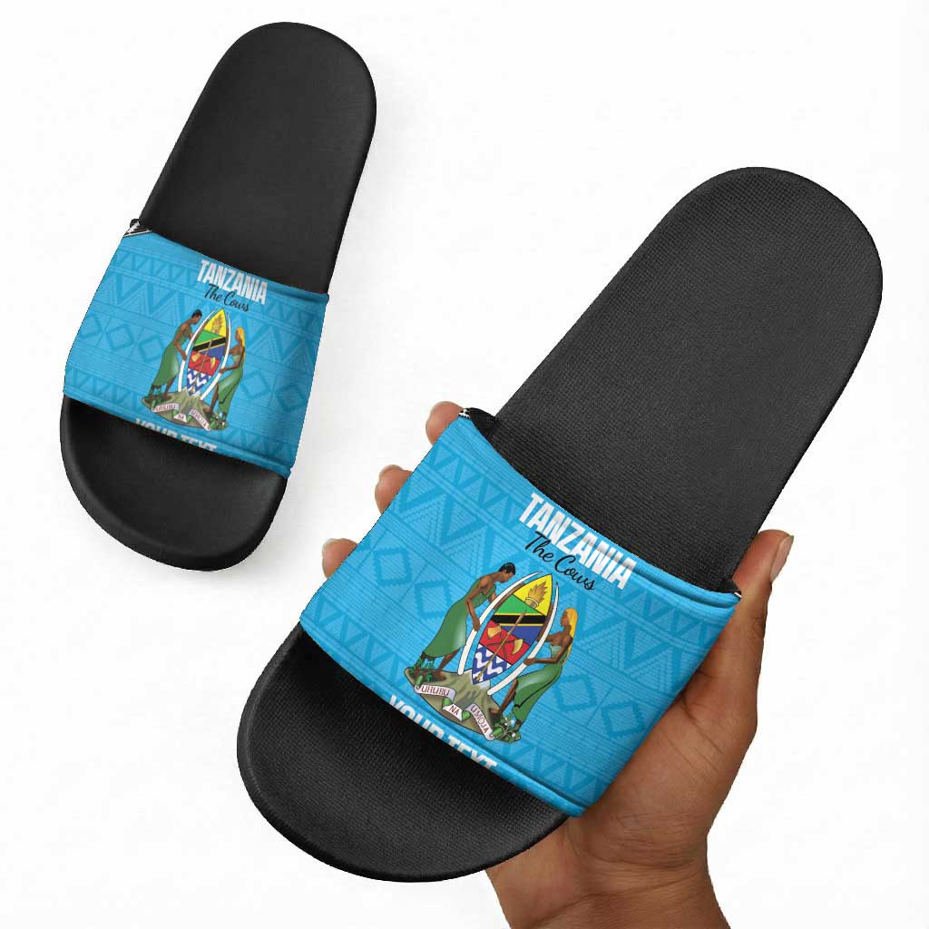 Custom Tanzania Cricket Slide Sandals Go Cows Sporty African Pattern
