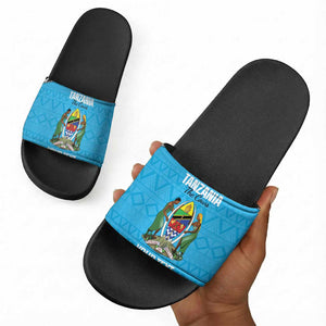 Custom Tanzania Cricket Slide Sandals Go Cows Sporty African Pattern