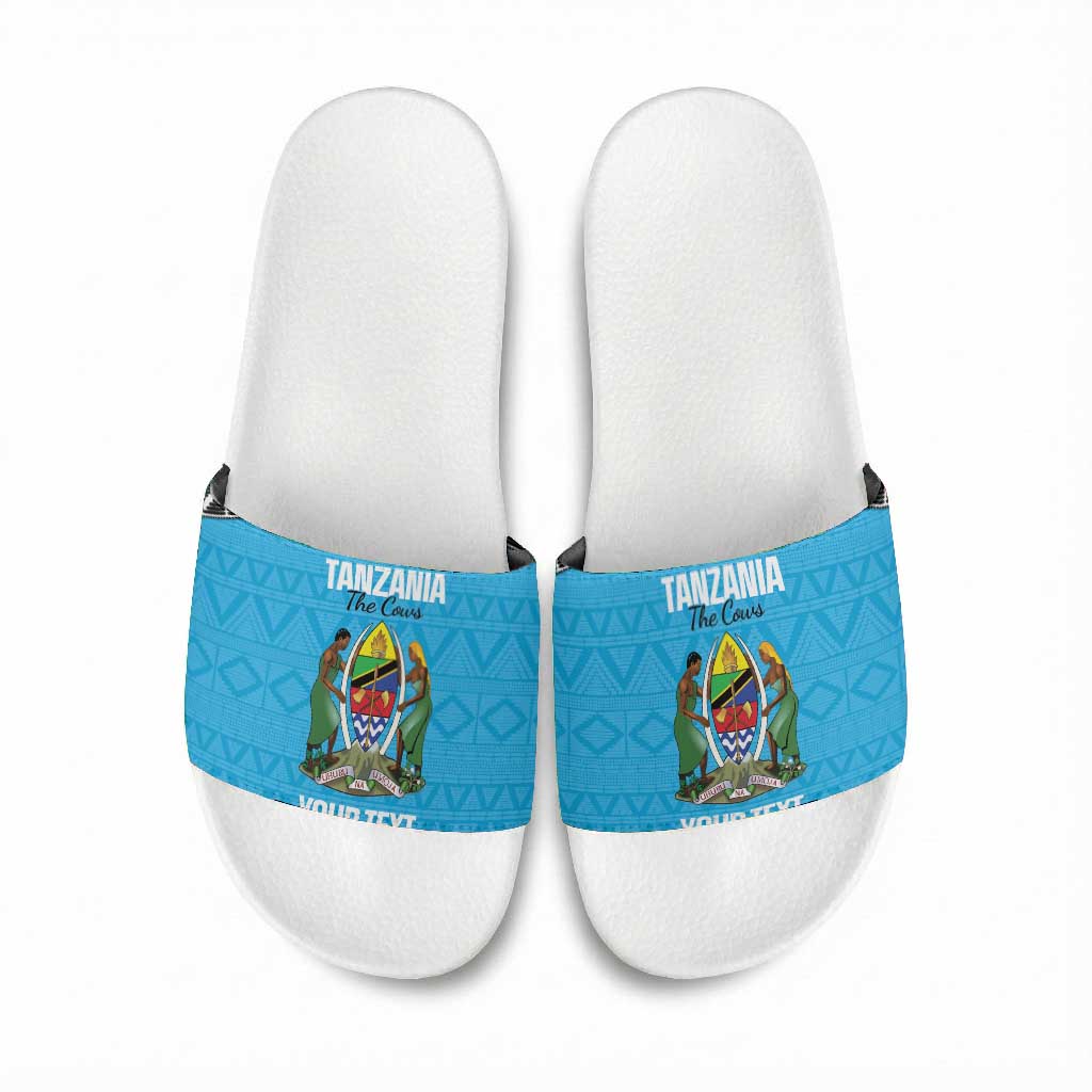 Custom Tanzania Cricket Slide Sandals Go Cows Sporty African Pattern