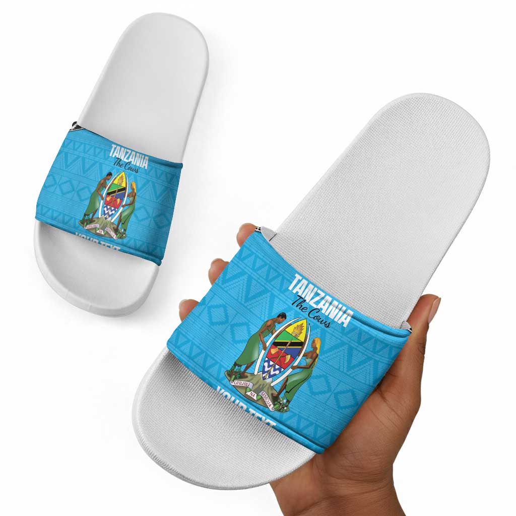 Custom Tanzania Cricket Slide Sandals Go Cows Sporty African Pattern