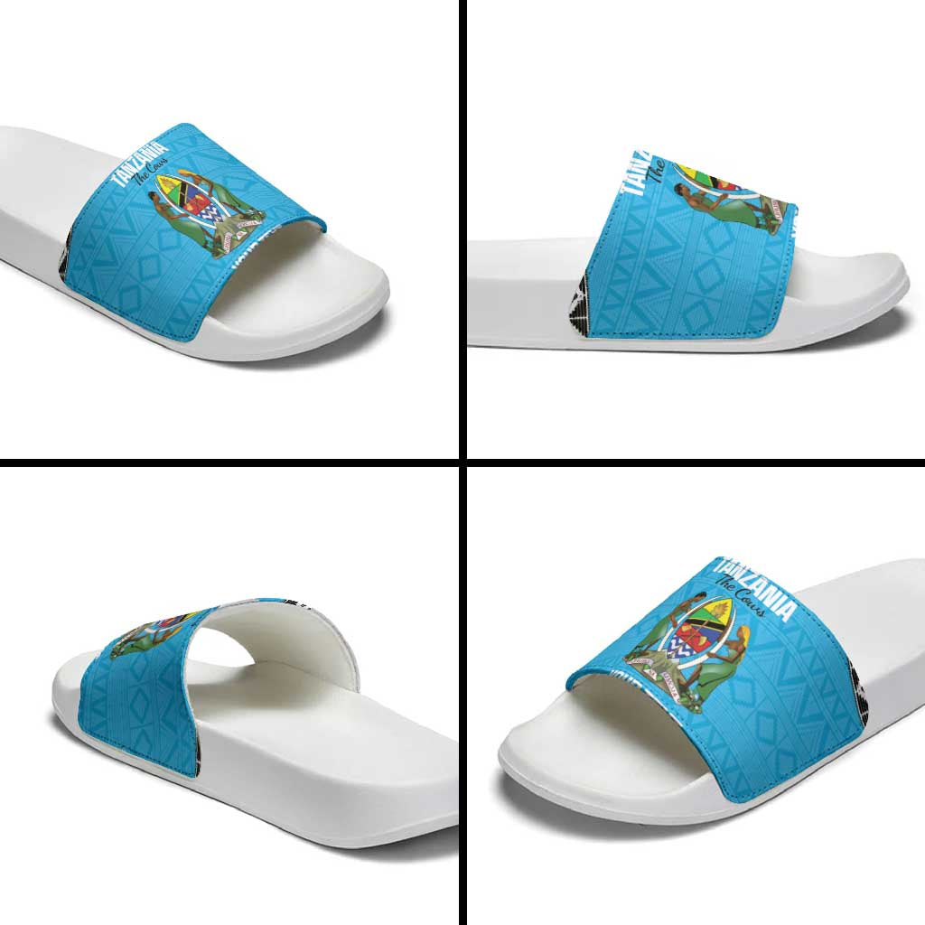 Custom Tanzania Cricket Slide Sandals Go Cows Sporty African Pattern