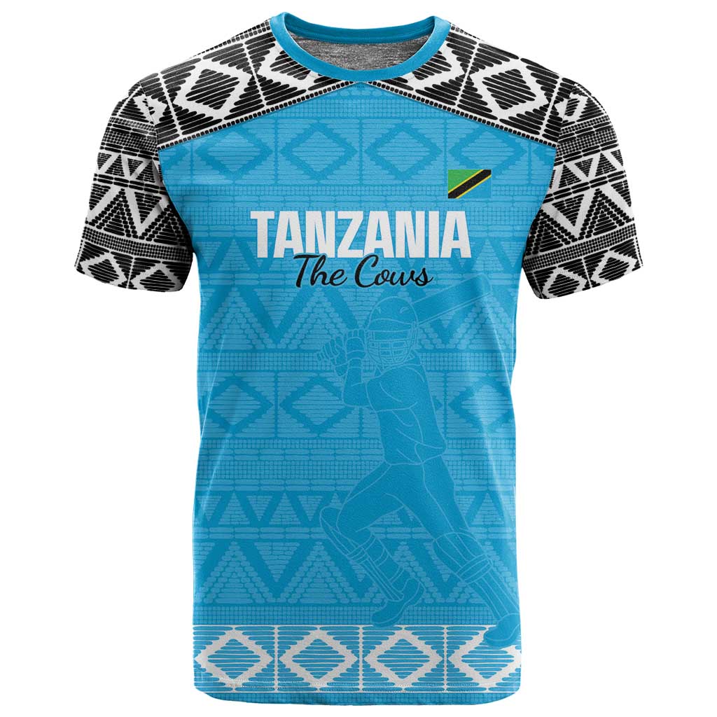 Afro Cricket Tanzania Custom T shirt Go Cows Sporty African Pattern - African Pride