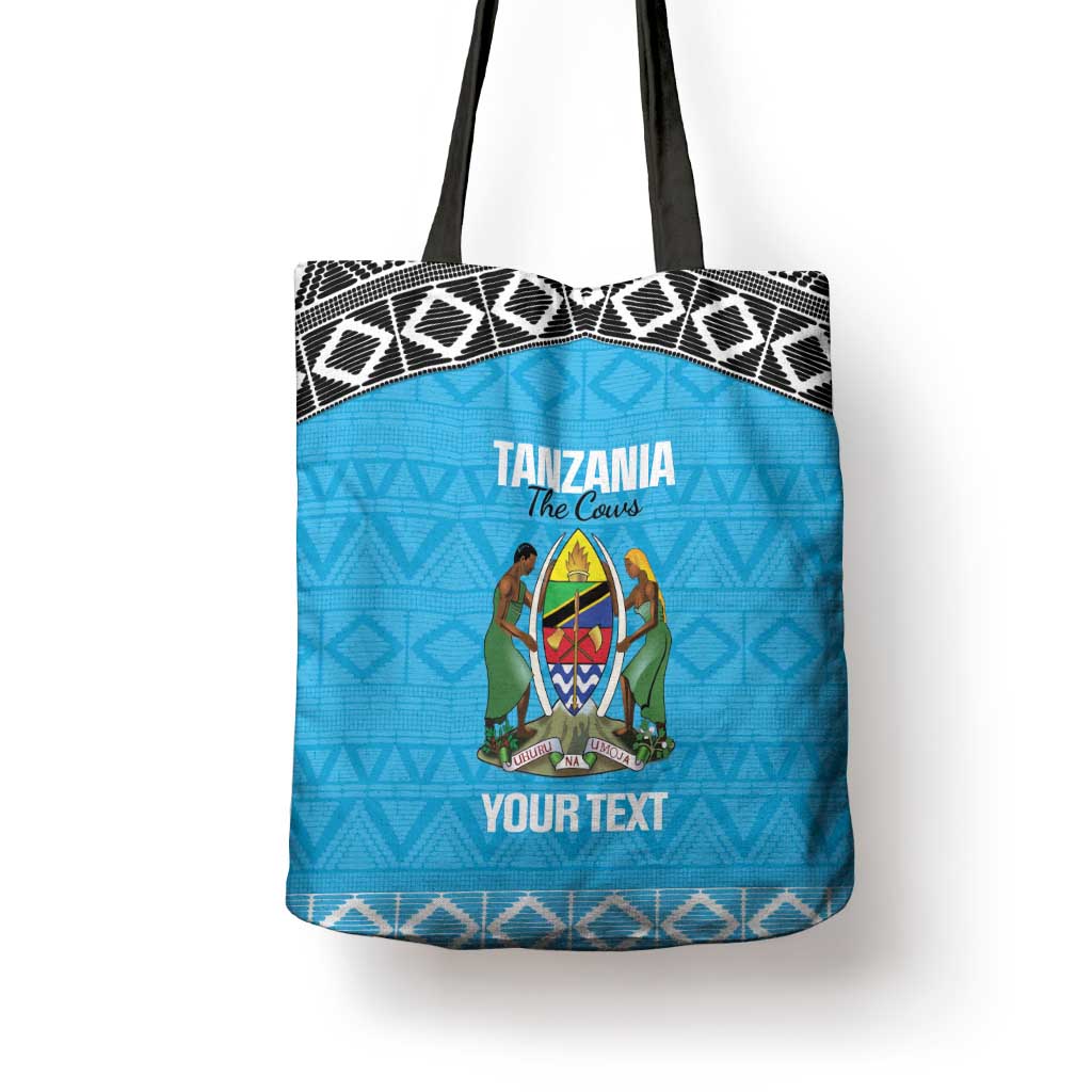 Custom Tanzania Cricket Tote Bag Go Cows Sporty African Pattern