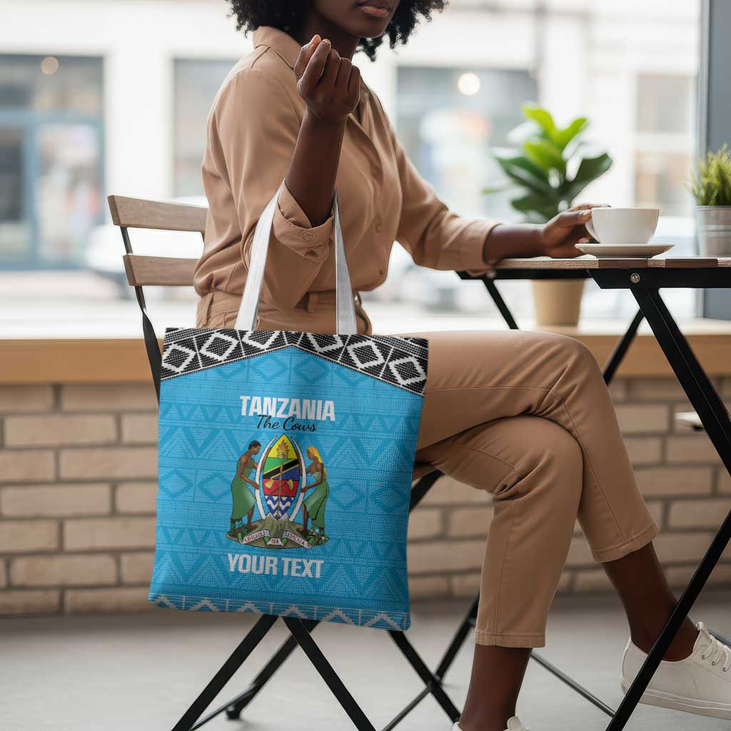 Custom Tanzania Cricket Tote Bag Go Cows Sporty African Pattern