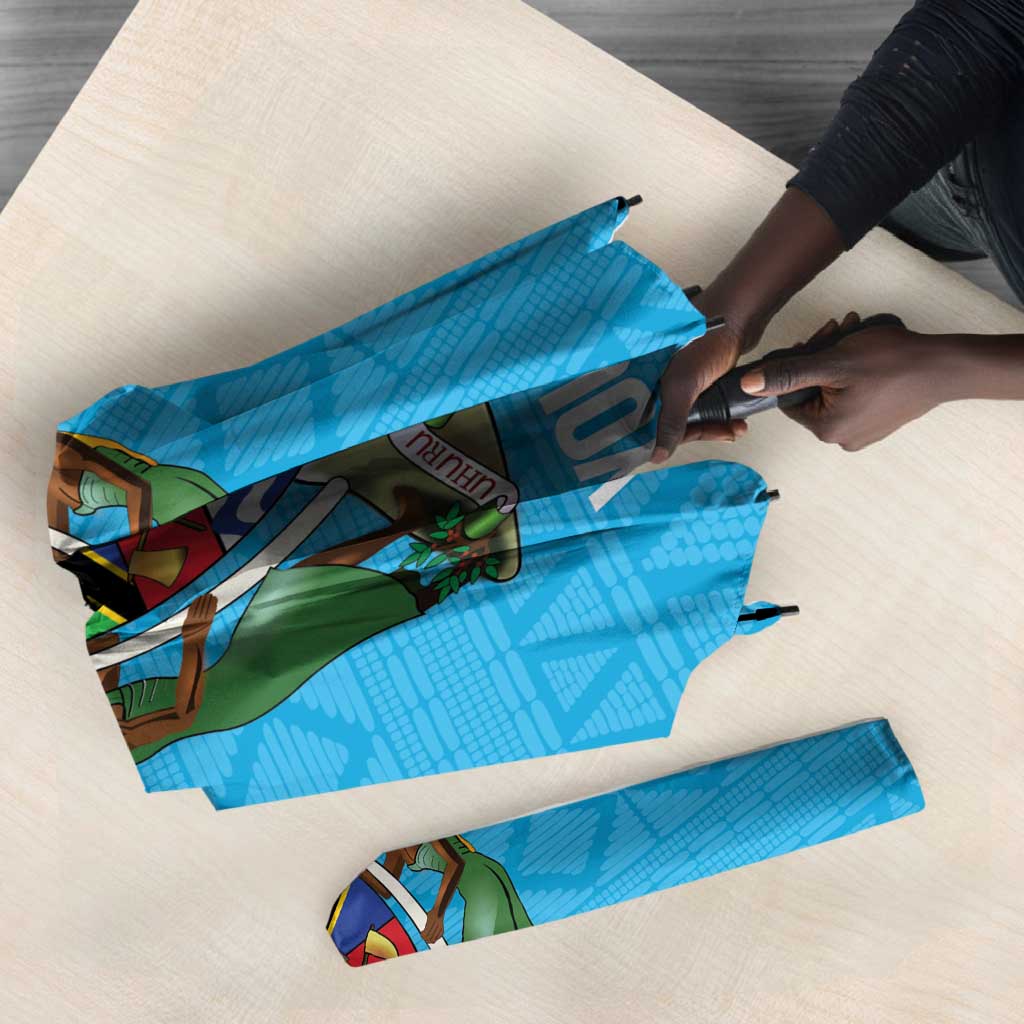 Custom Tanzania Cricket Umbrella Go Cows Sporty African Pattern