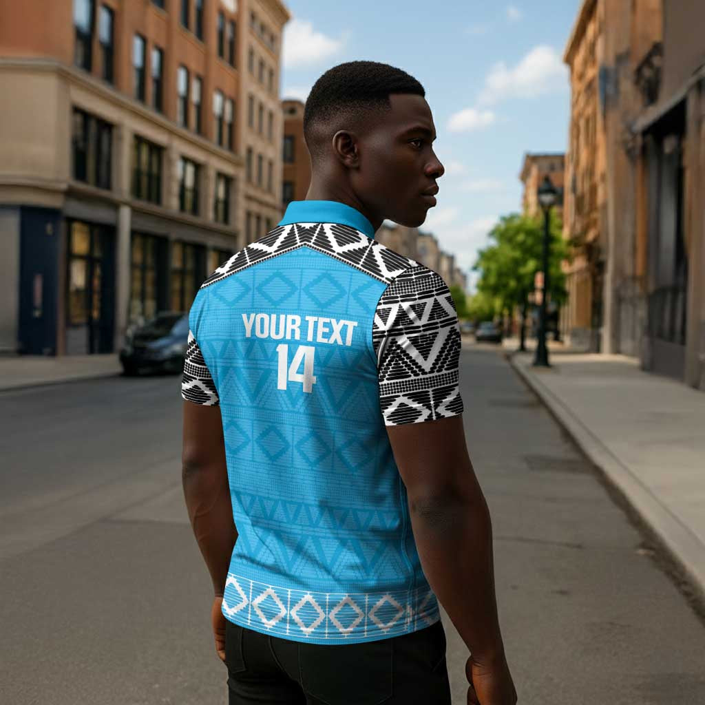 Custom Tanzania Cricket Zipper Polo Shirt Go Cows Sporty African Pattern