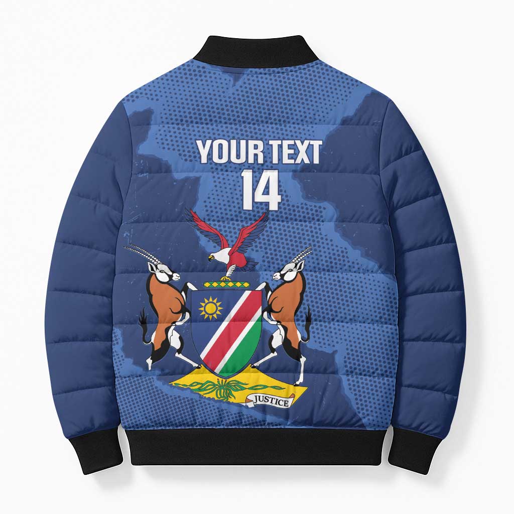 Custom Namibia Cricket Bomber Puffer Jacket Go Eagles Est 1992
