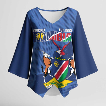 Custom Namibia Cricket Kimono Sleeve Blouse Go Eagles Est 1992