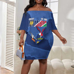 Afro Cricket Namibia Custom Off Shoulder Short Dress Go Eagles Est 1992 - African Pride