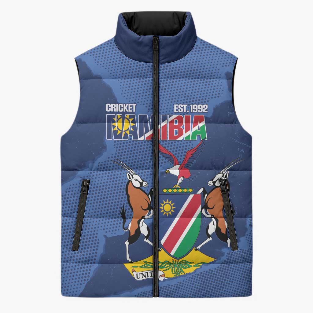 Custom Namibia Cricket Sleeveless Puffer Jacket Go Eagles Est 1992