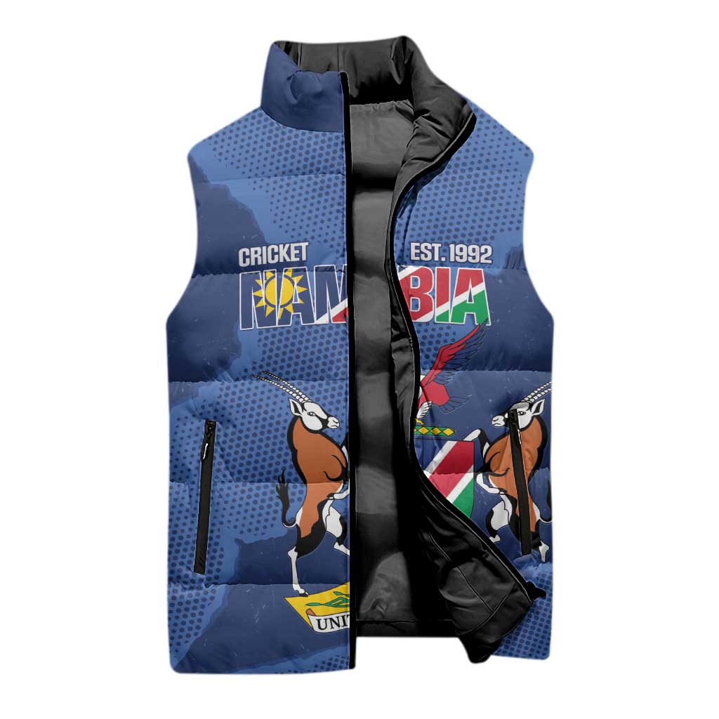 Custom Namibia Cricket Sleeveless Puffer Jacket Go Eagles Est 1992