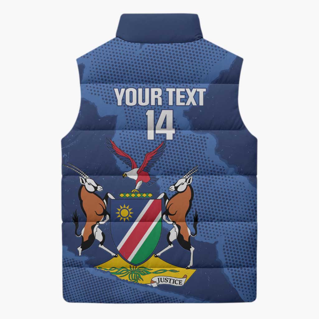 Custom Namibia Cricket Sleeveless Puffer Jacket Go Eagles Est 1992
