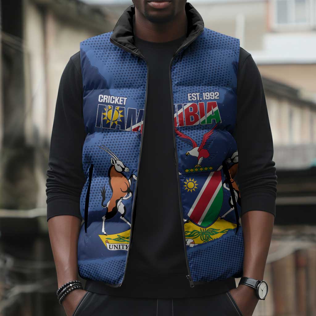 Custom Namibia Cricket Sleeveless Puffer Jacket Go Eagles Est 1992