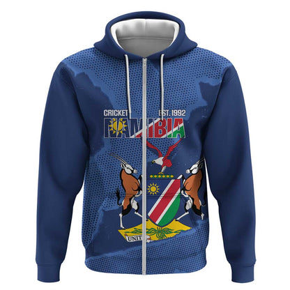 Afro Cricket Namibia Custom Zip Hoodie Go Eagles Est 1992 - African Pride