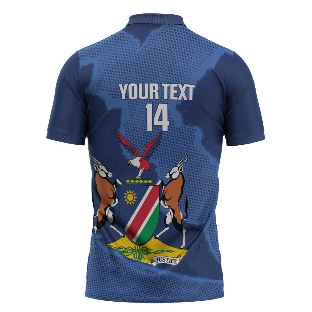 Custom Namibia Cricket Zipper Polo Shirt Go Eagles Est 1992
