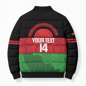 Custom Malawi Cricket Bomber Puffer Jacket Go Champions Flag Style