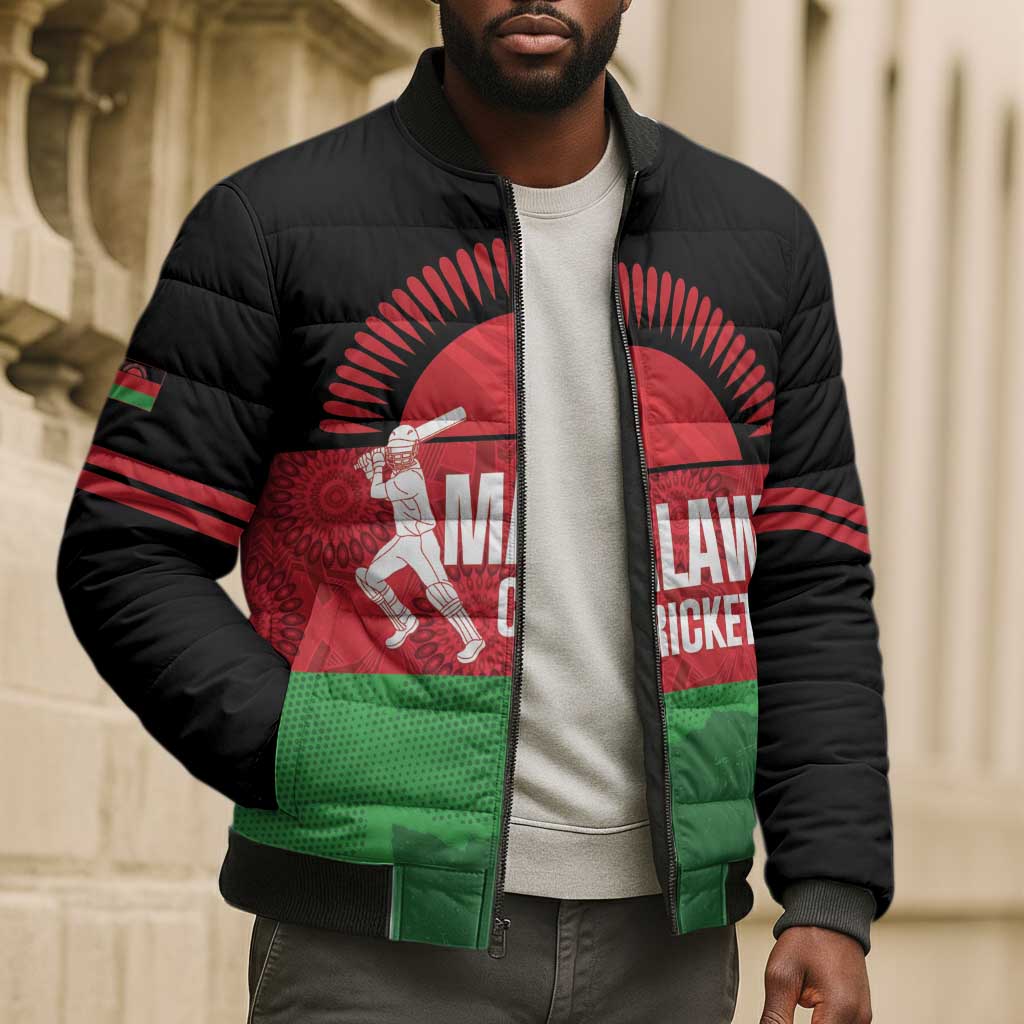 Custom Malawi Cricket Bomber Puffer Jacket Go Champions Flag Style