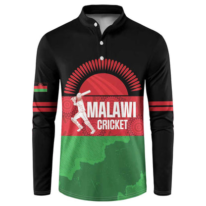 Custom Malawi Cricket Button Sweatshirt Go Champions Flag Style