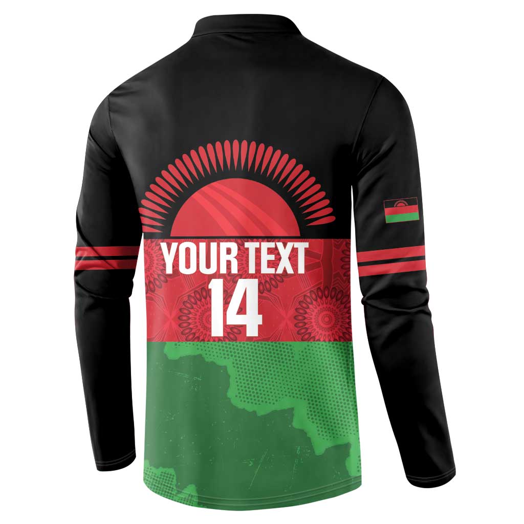 Custom Malawi Cricket Button Sweatshirt Go Champions Flag Style