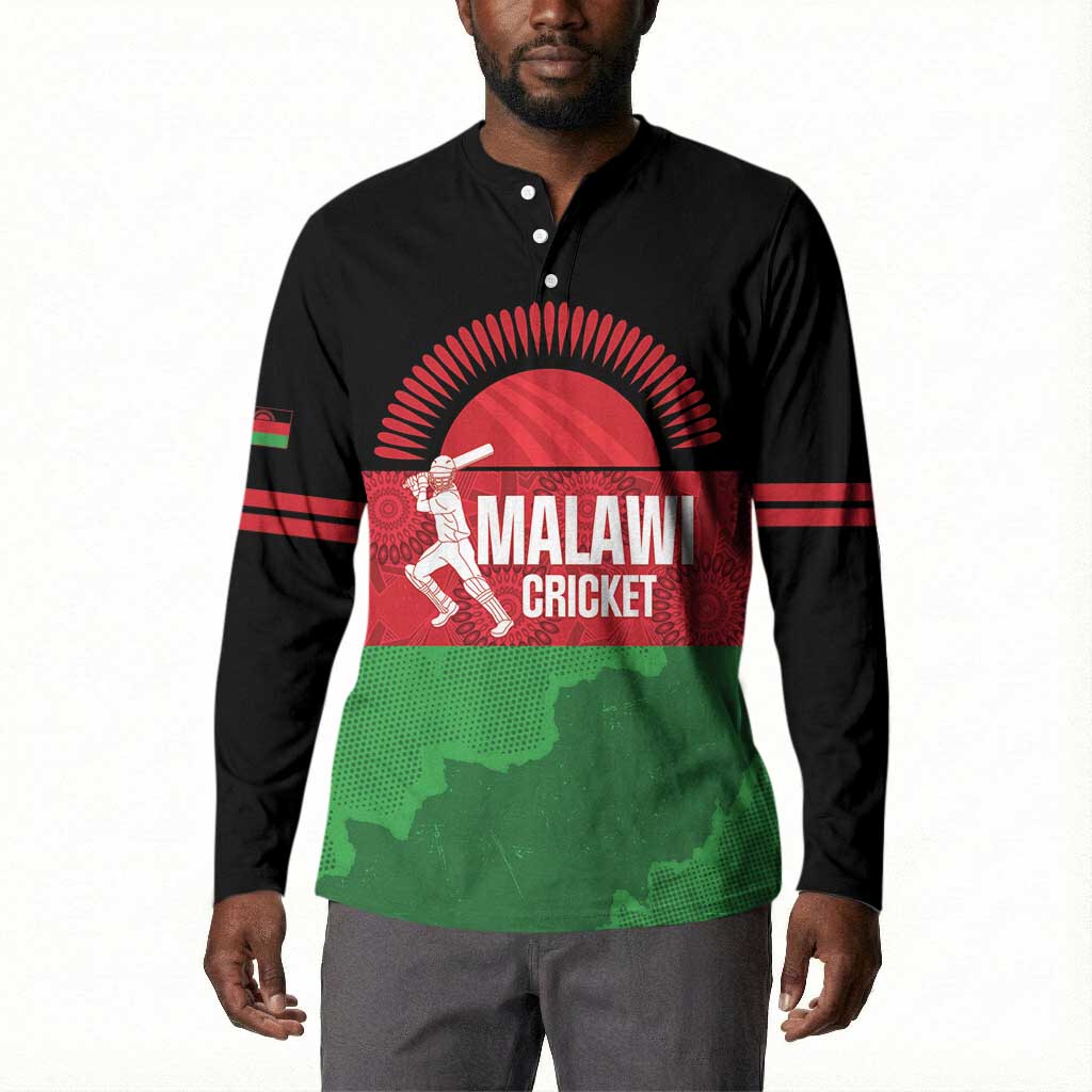 Custom Malawi Cricket Button Sweatshirt Go Champions Flag Style