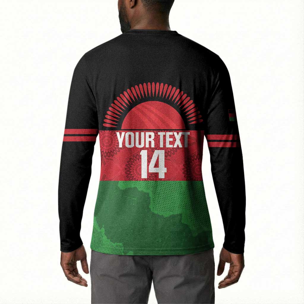 Custom Malawi Cricket Button Sweatshirt Go Champions Flag Style