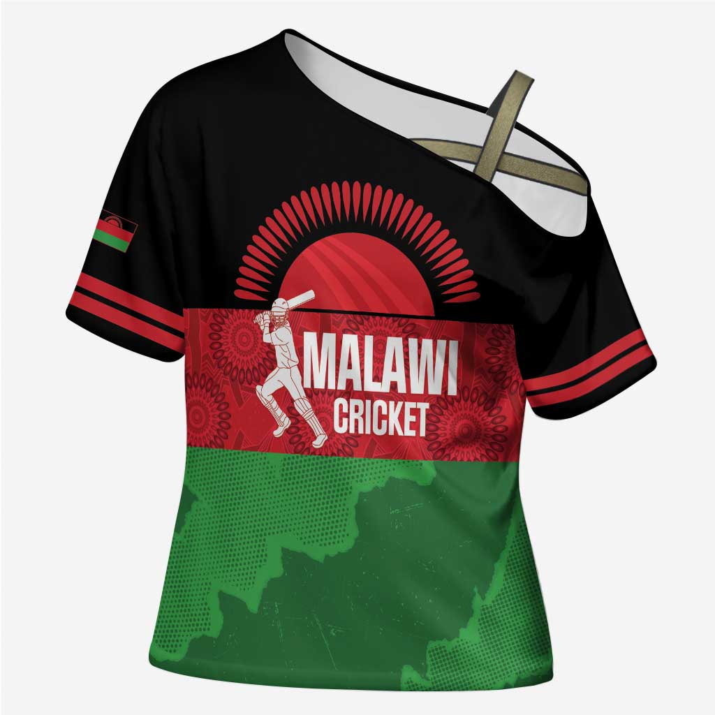 Custom Malawi Cricket Cross Shoulder Shirt Go Champions Flag Style