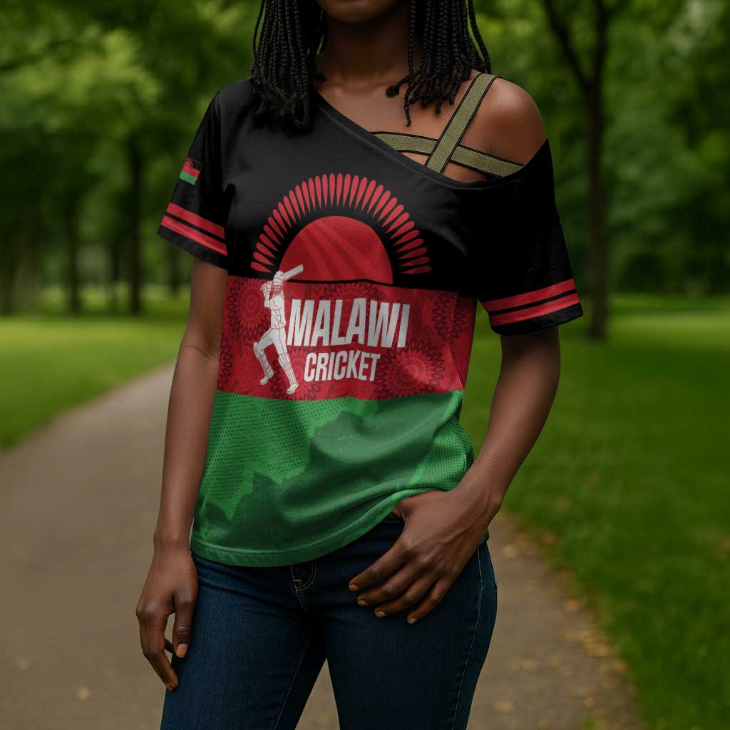 Custom Malawi Cricket Cross Shoulder Shirt Go Champions Flag Style