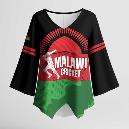 Custom Malawi Cricket Kimono Sleeve Blouse Go Champions Flag Style
