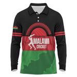 Afro Cricket Malawi Custom Long Sleeve Polo Shirt Go Champions Flag Style - African Pride
