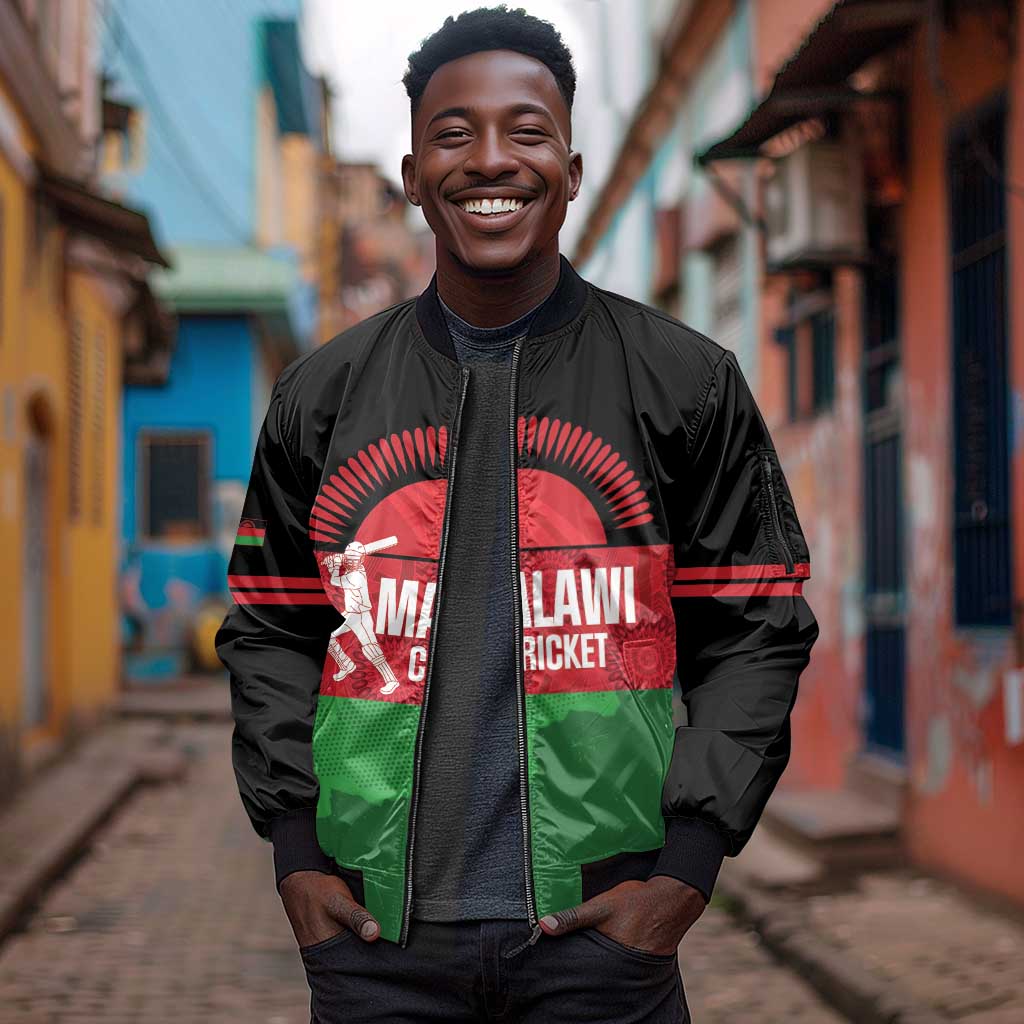 Afro Cricket Malawi Custom Sleeve Zip Bomber Jacket Go Champions Flag Style - African Pride