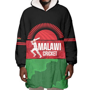 Afro Cricket Malawi Custom Wearable Blanket Hoodie Go Champions Flag Style - African Pride