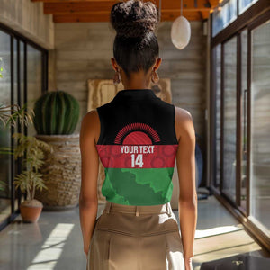 Afro Cricket Malawi Custom Women Sleeveless Polo Shirt Go Champions Flag Style - African Pride