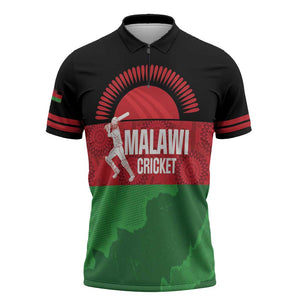 Custom Malawi Cricket Zipper Polo Shirt Go Champions Flag Style
