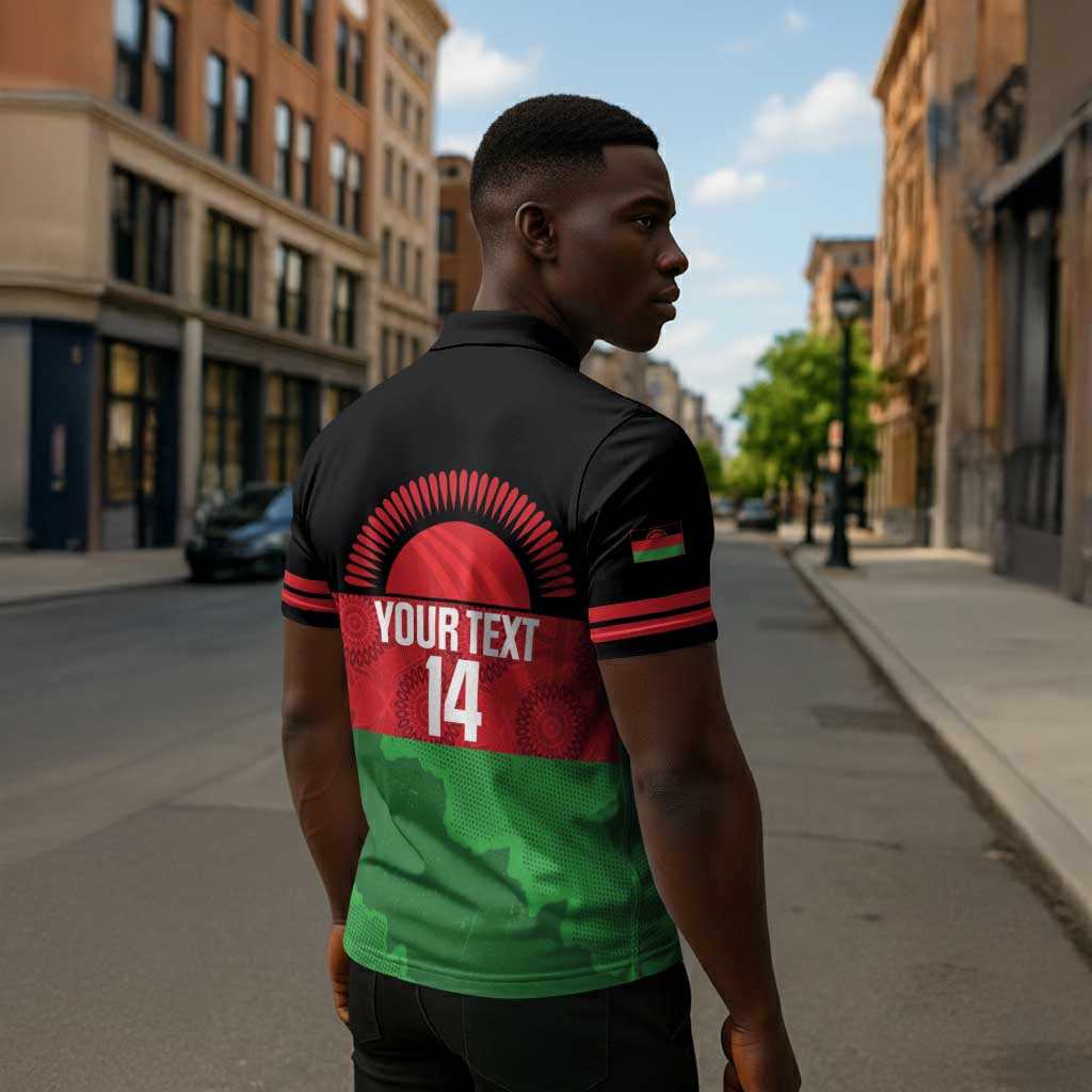 Custom Malawi Cricket Zipper Polo Shirt Go Champions Flag Style
