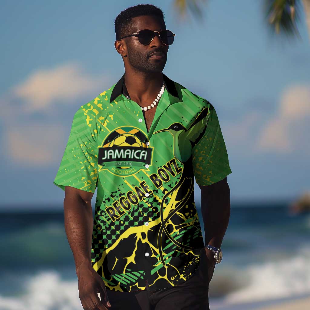 Custom Jamaica Football Hawaiian Shirt Come On Reggae Boyz Red-billed streamertail - African Pride