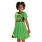 Custom Jamaica Football Kid Short Sleeve Dress Come On Reggae Boyz Red-billed streamertail - African Pride