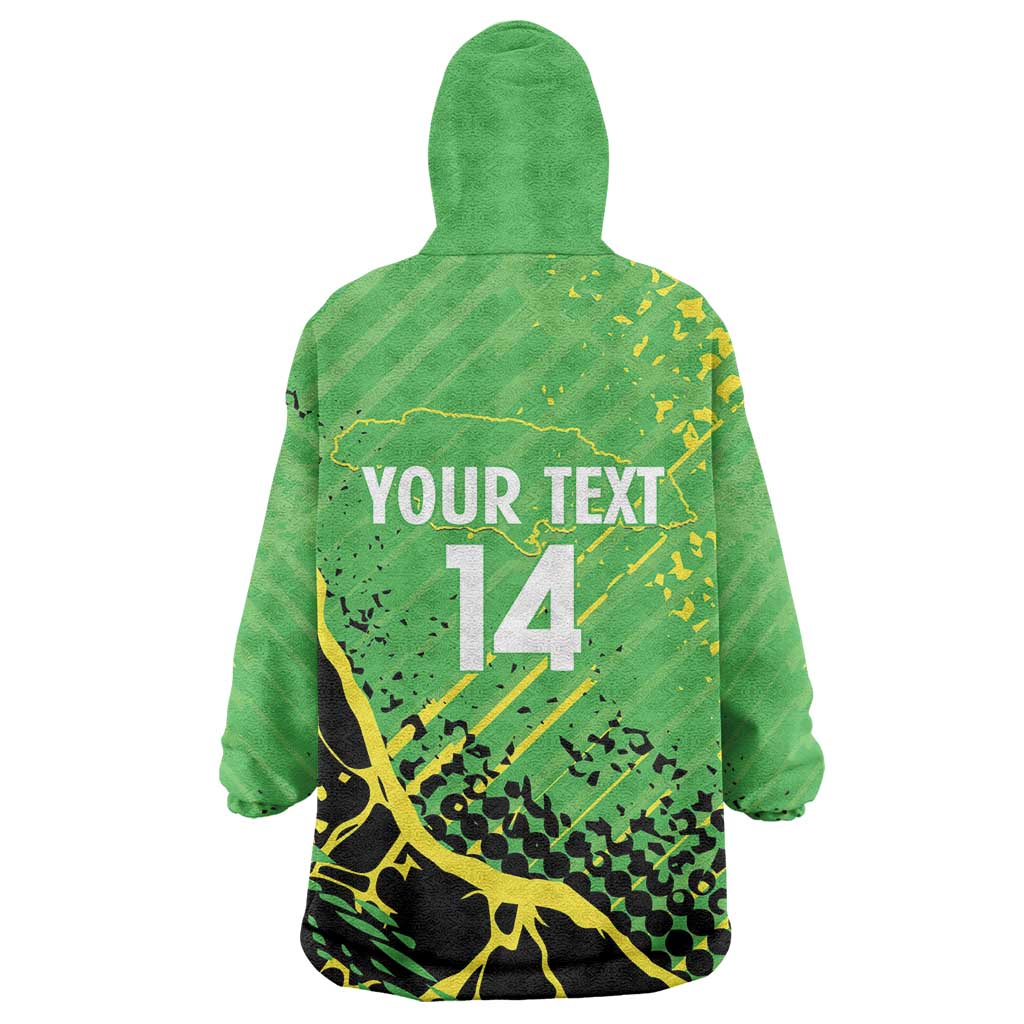 Custom Jamaica Football Kid Wearable Blanket Hoodie Come On Reggae Boyz Red-billed streamertail - African Pride