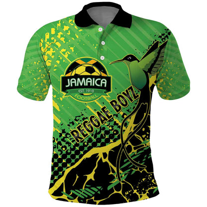 Custom Jamaica Football Polo Shirt Come On Reggae Boyz Red-billed streamertail - African Pride